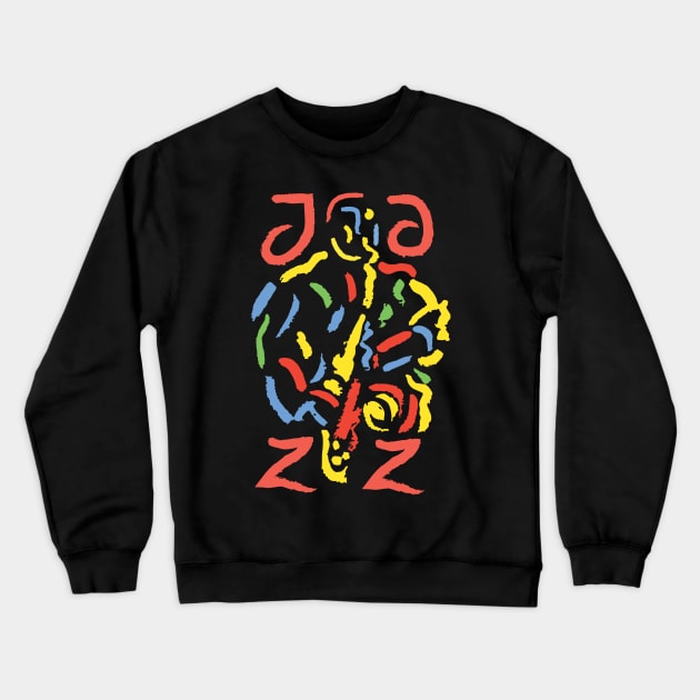Jazz Saxophonist Modern Art Style Crewneck Sweatshirt by jazzworldquest